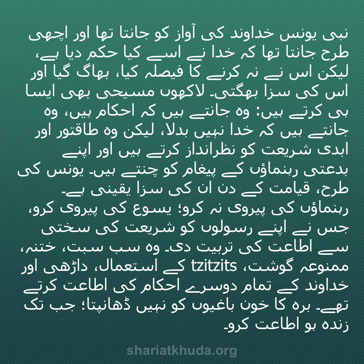 b0240 - شریعت خدا پر ایک پوسٹ: نبی یونس خداوند کی آواز کو جانتا تھا اور اچھی طرح جانتا تھا...